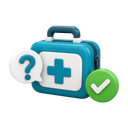 3D first-aid support kit with a question and verified-help badge