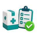 3D pharmacy parcel with an eligibility checklist and approval badge