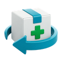 3D pharmacy parcel with a return arrow