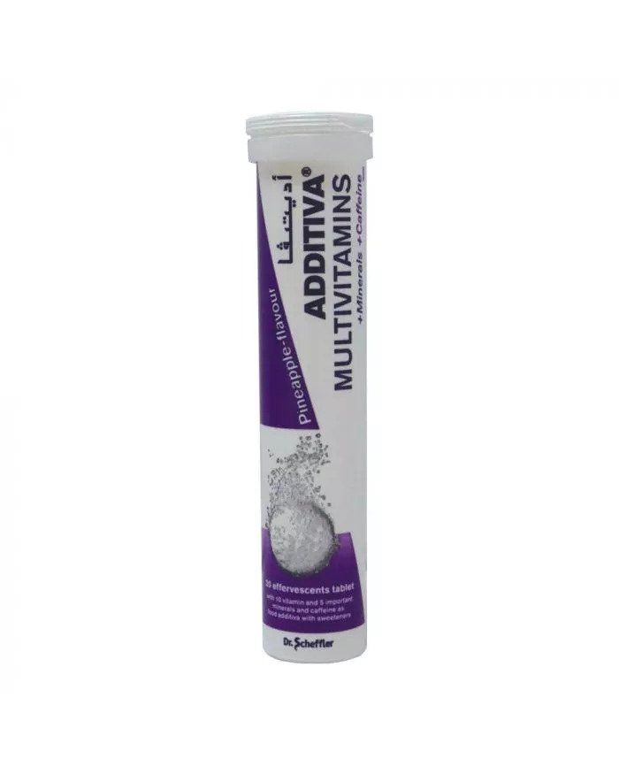 Additiva ADDITIVA Multivitamin + Multimineral + Caffeine Pineapple Effervescent Tablets, 20 Tablets