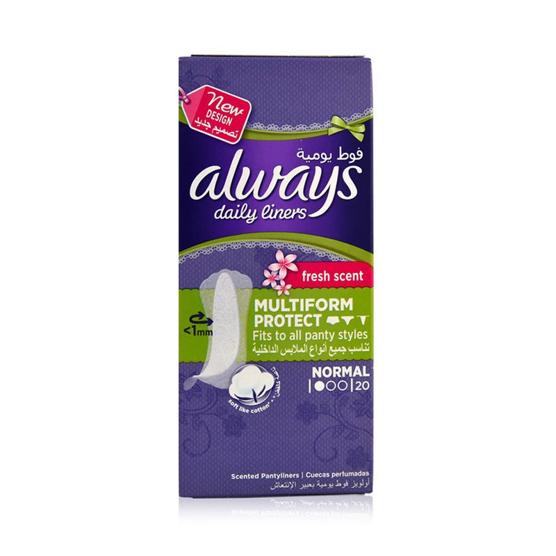 Always Always Daily Liners Multiform Protection Slim Normal Fresh - 20 Liners