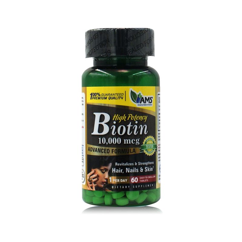 AMS AMS Biotin 10,000 mcg High Potency - 60 Tablets