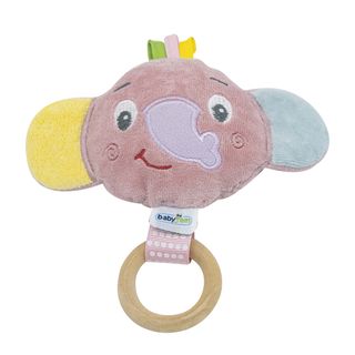 Babyjem Small Crinkle Elephant Toy with Wooden Teether Pink, 0m+ - 1 Toy