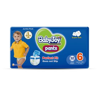 BabyJoy Compressed Diaper Pants Jumbo Pack, Size 6 XXL, 16-23 kg - 32 Pants