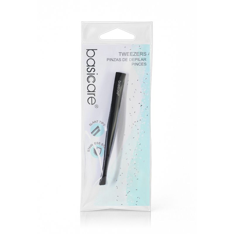 Basicare Basicare BC1000 Matte Black Slant-Tip Tweezers - 1 Piece