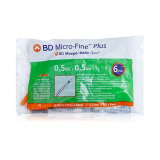 BD Micro-Fine Plus U-100 Insulin Syringes 0.5 ml 31G x 6 mm - 10