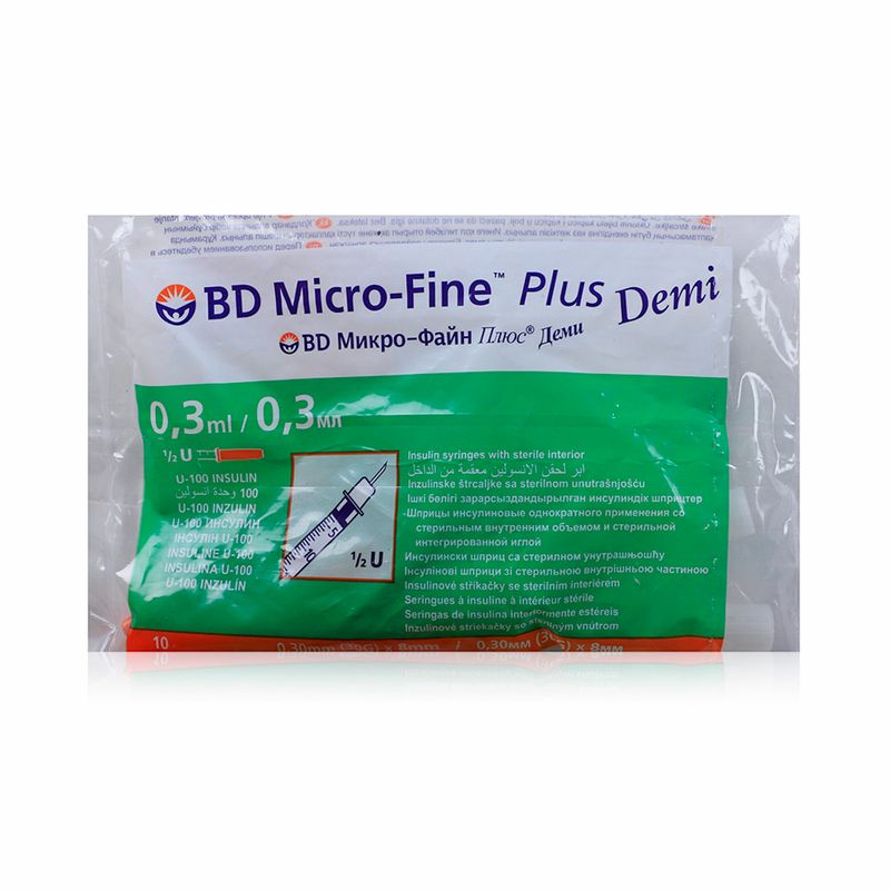 BD Micro-Fine BD Micro-Fine Plus Demi Insulin Syringes 0.3 ml 30G × 8 mm - 10 Syringes