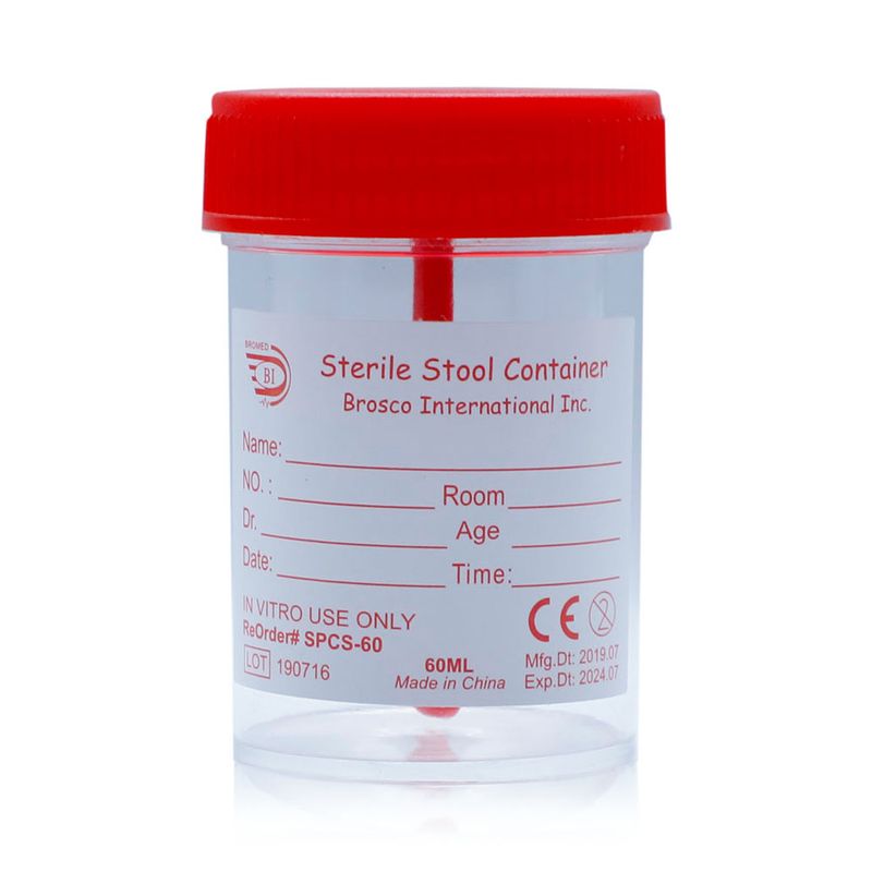 Bromed Bromed Stool Specimen Container with Screw Cap - 60 ml