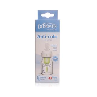 Dr. Brown's Natural Flow Anti-Colic Options+ Narrow-Neck Glass Baby Bottle with Level 1 Nipple, 60 ml - 1 Bottle