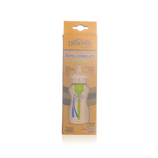 Dr. Brown's Natural Flow Anti-Colic Options+ Wide-Neck Glass Baby Bottle with Level 1 Nipple, 270 ml - 1 Bottle