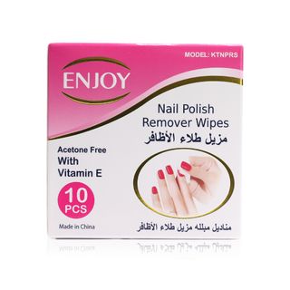 Enjoy Acetone-Free Nail Polish Remover Wipes - 10 Wipes