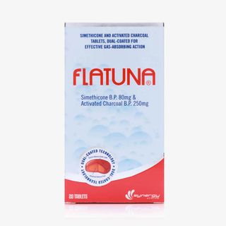 Flatuna Simethicone 80 mg / Activated Charcoal 250 mg - 20 Tablets