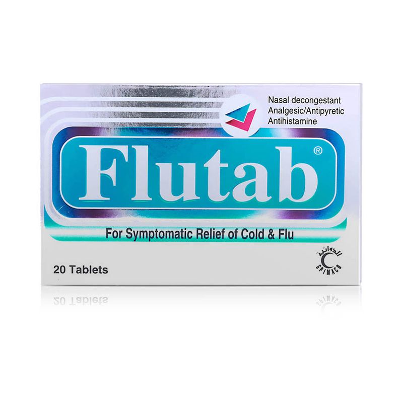 Flutab Flutab Paracetamol 500 mg/Pseudoephedrine Hydrochloride 30 mg/Diphenhydramine Hydrochloride 25 mg Film-Coated Tablets - 20 Tablets