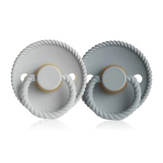 FRIGG Rope Round Latex Pacifier French Gray/Silver Gray, Size 1 (0-6 months) - 2 pacifiers