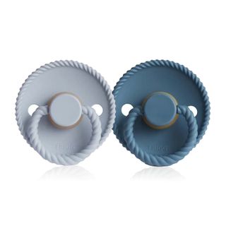 FRIGG Rope Round Latex Pacifier Ocean View/Powder Blue, Size 1 (0-6 months) - 2 pacifiers