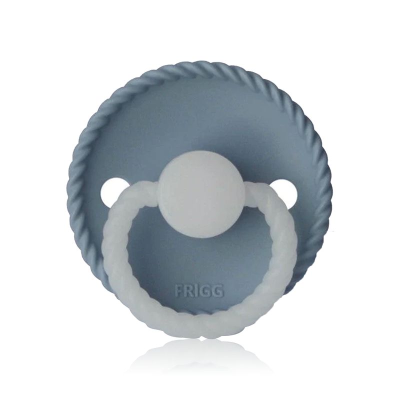 FRIGG FRIGG Rope Round Silicone Pacifier Stone Blue Night, Size 1 (0-6 months) - 1 pacifier