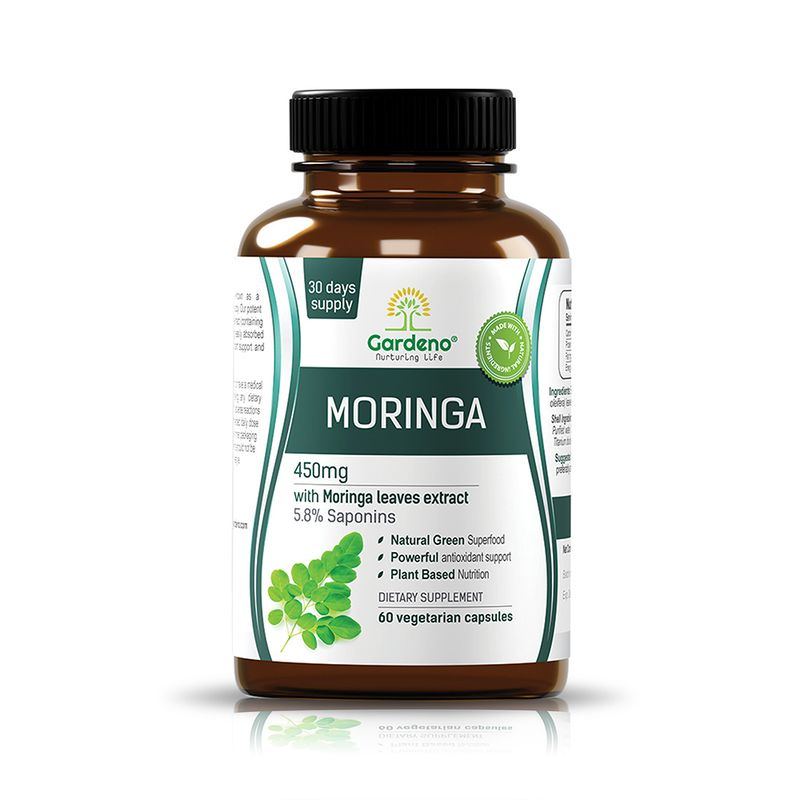 Gardeno Gardeno Moringa Leaf Extract Standardized to 5% Saponins - 60 Vegetable Capsules