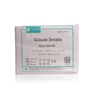 Safecare Medical Non-Sterile Gauze Swabs 10 x 10 cm 12 Ply - 100 Pieces