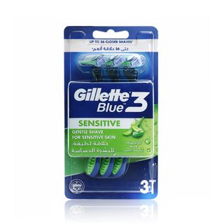 Gillette Blue3 Sensitive ComfortGel Disposable Razors for Men - 3 Razors