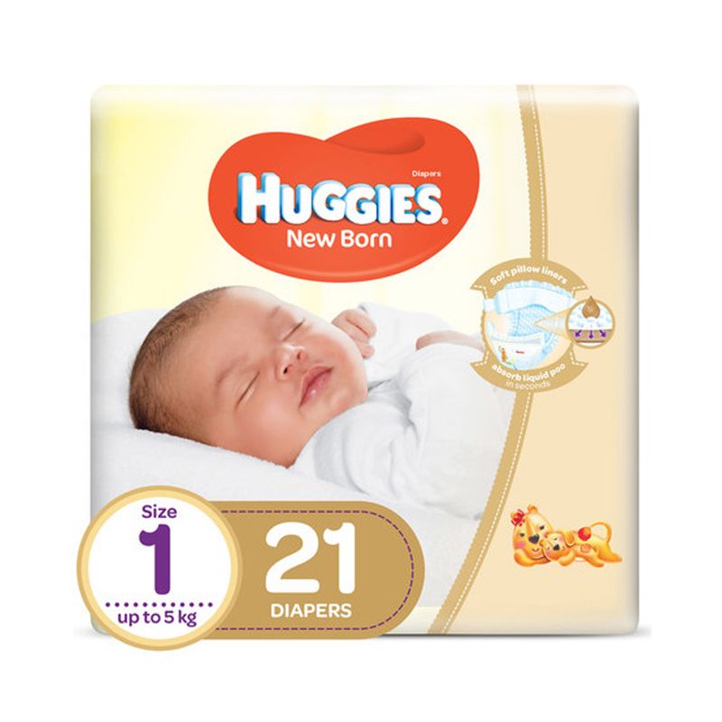 Huggies Huggies Pure & Natural Newborn Diapers Size 1 Up to 5 kg - 21 Diapers