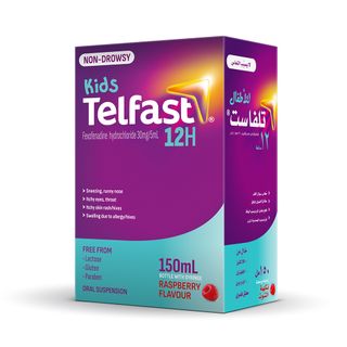 Children's Telfast 12 Hour Allergy Oral Suspension, Raspberry, 30 mg/5 ml - 150 ml