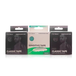 Kintex Waterproof Classic Kinesiology Tape Multipack (2 Black + 1 Green) - 3 x 5 cm x 5 m rolls (2 black + 1 green)