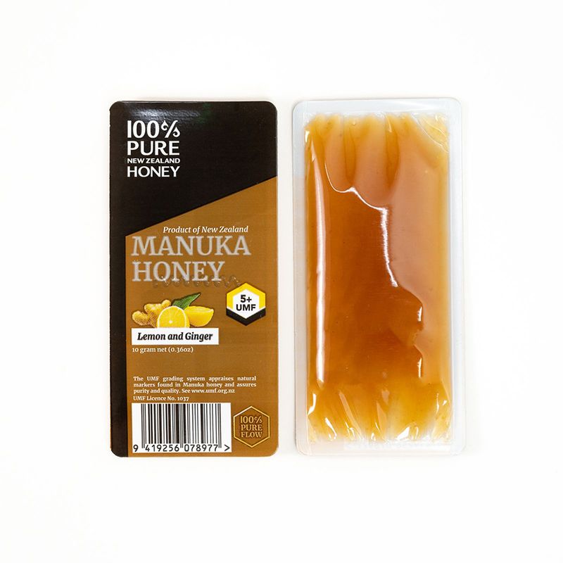 100% Pure New Zealand Honey 100% Pure New Zealand Mānuka Honey UMF 5+ MGO 83+ with Lemon & Ginger - 10 g Sachet