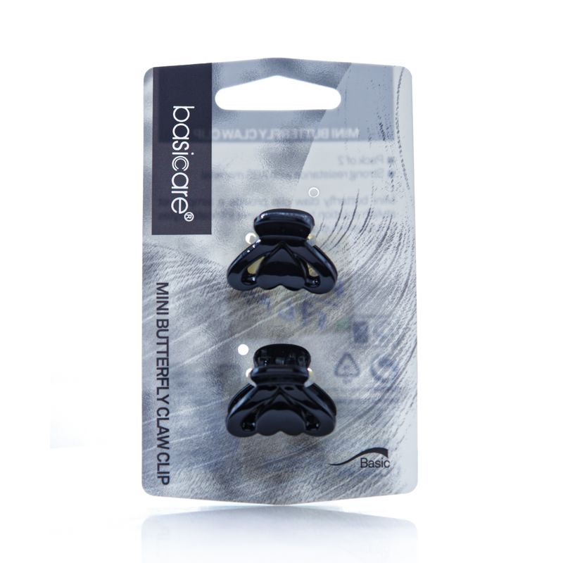 Basicare Basicare BC3241 Mini Butterfly Claw Clips Black 2.6 cm - 2 Pieces
