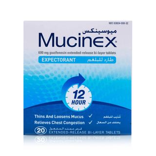 Mucinex Extended-Release Bi-Layer Tablets, 20 Tablets