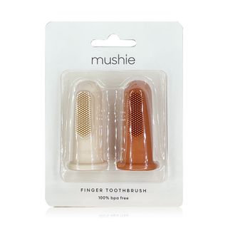 Mushie Silicone Finger Toothbrushes Clay/Shifting Sand - 2 Brushes
