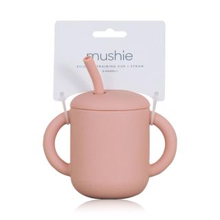 Mushie Silicone Training Cup with Straw Blush - 1 Set