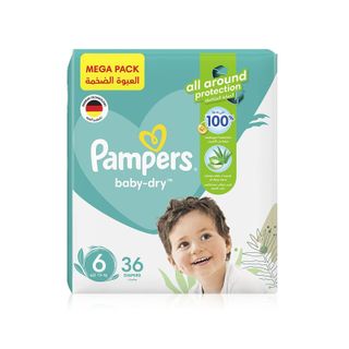 Pampers Baby-Dry Rash Protection Taped Diapers Size 6, 13+ kg, 36 Diapers