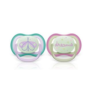 Philips Avent Ultra Air Night Pacifiers SCF376/19 Girl, 0-6 Months - 2 Pacifiers