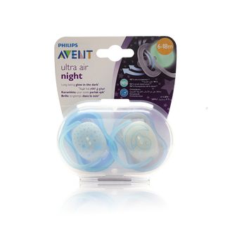 Philips Avent Ultra Air Night Pacifiers SCF376/13 Boy, 6-18 Months - 2 Pacifiers