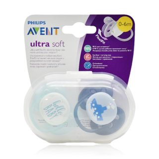 Philips Avent Ultra Soft Pacifiers SCF091/07 Boy, 0-6 Months - 2 Pacifiers