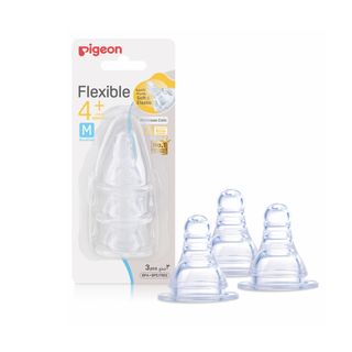 Pigeon Flexible Peristaltic Nipples Size M, 4+ Months - 2 Nipples