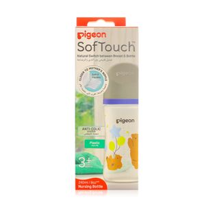 Pigeon SofTouch Wide-Neck Decorated PP Bottle Bear 240 ml, 3m+ - 1 Bottle