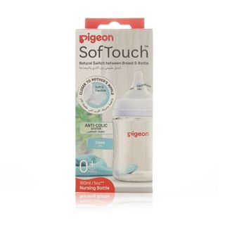 Pigeon SofTouch Wide-Neck Glass Nursing Bottle 160 ml, 0m+ - 1 Bottle