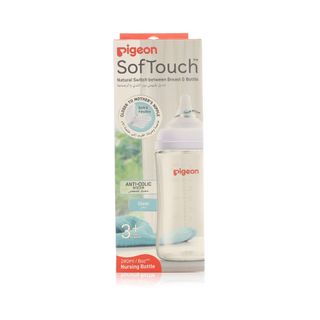 Pigeon SofTouch Wide-Neck Glass Nursing Bottle 240 ml, 3m+ - 1 Bottle