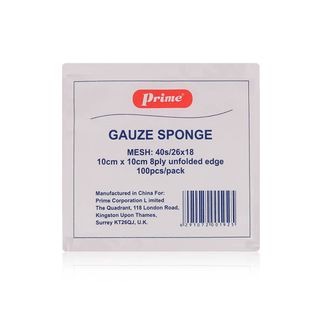 Prime Gauze Sponge 10 × 10 cm, 8 Ply - 100 Pieces