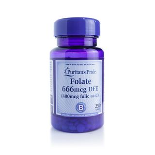 Puritan's Pride Folate 666 mcg DFE (Folic Acid 400 mcg) - 250 Tablets