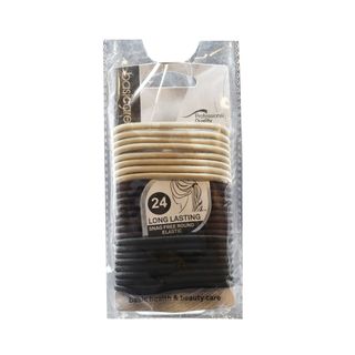 Basicare BC3437 Snag-Free Round Hair Elastics Beige and Black - 24 Pieces