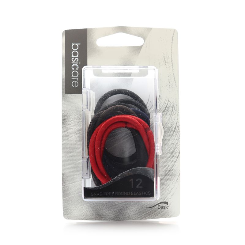 Basicare Basicare BC3337 Snag-Free Round Hair Elastics Assorted Colours - 12 Pieces