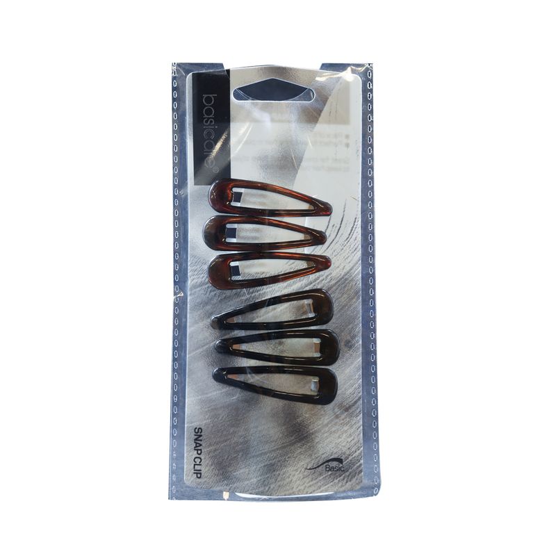 Basicare Basicare BC3318 Snap Clips Black and Shell Effect 4.8 cm - 6 Pieces