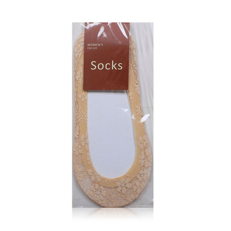 Marina Beige Dantel Socks - 1 Pair