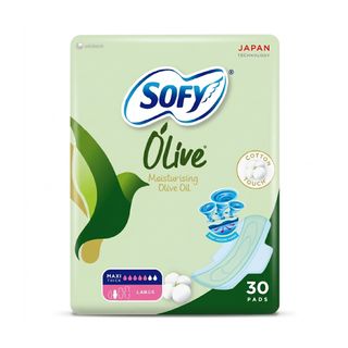 SOFY Olive Oil Moisturiser Slim Large Sanitary Pads with Wings, 29 cm - 30 Pads