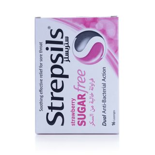 Strepsils Strawberry Sugar Free Sore Throat Lozenges - 16 Lozenges
