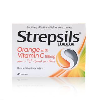 Strepsils Orange with Vitamin C 100 mg Lozenges - 24 Lozenges
