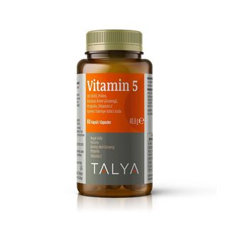 Talya Vitamin 5 Royal Jelly, Pollen, Ginseng, Propolis & Vitamin C - 60 Capsules