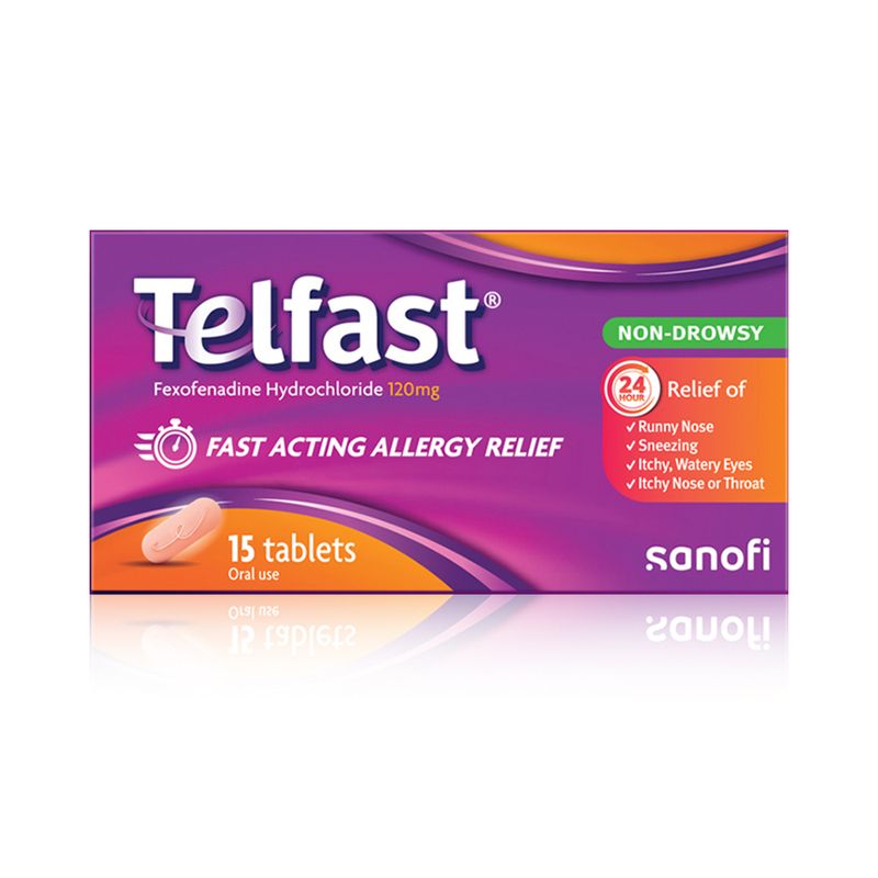Telfast Telfast Fexofenadine Hydrochloride 120 mg Film-Coated Tablets - 15 Tablets